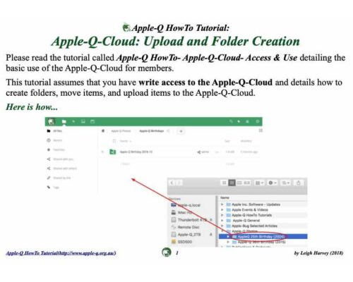 HowTo: Apple-Q-Cloud: Upload and Folder Creation (2018)