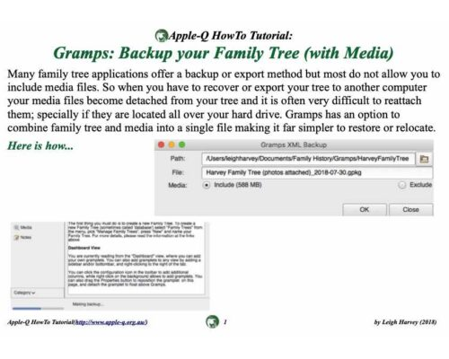 HowTo: Gramps: Backup your Family Tree (with Media)