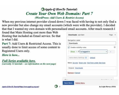 HowTo: Create Your Own Web Domain 7 (Add Users & Restrict Access)(2024-08)