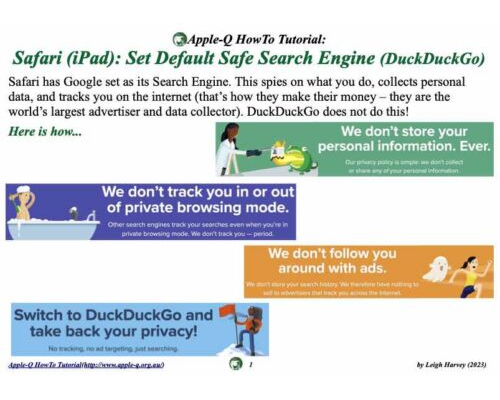 HowTo: Safari (iPad): Set Default Safe Search Engine (DuckDuckGo)(2023-10)