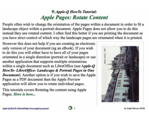 HowTo: Apple Pages: Rotate Content (2018)