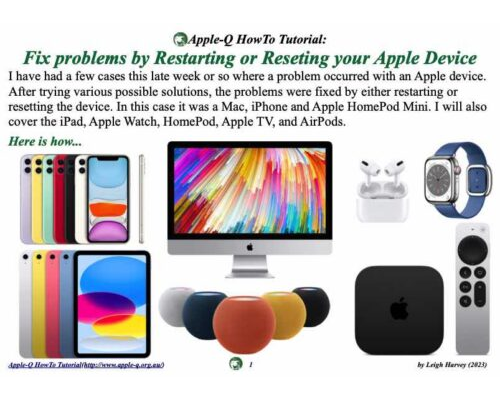 HowTo: Fix problems by Restarting or Reseting your Apple Device(2023-10)