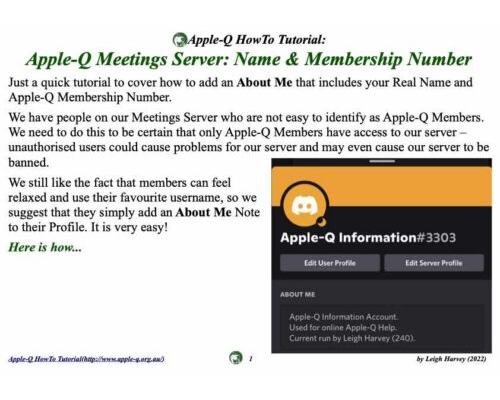 HowTo: Apple-Q Meetings Server: Name & Membership Number