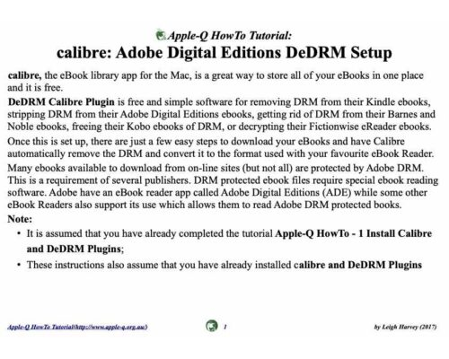 HowTo: eBooks (1b): Calibre: Adobe Digital Editions DeDRM Setup (2017)