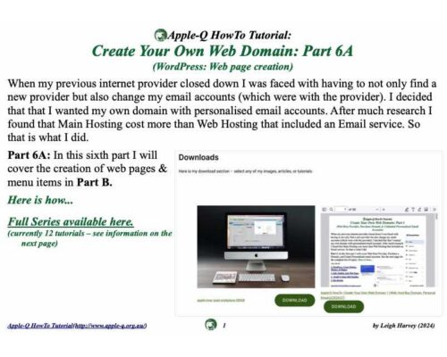HowTo: Create Your Own Web Domain 6A (WordPress: Web page creation)(2024-08)