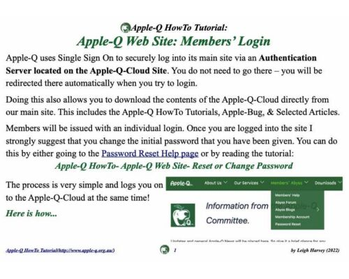 HowTo: Apple-Q Web Site: Members’ Login (2022-04)