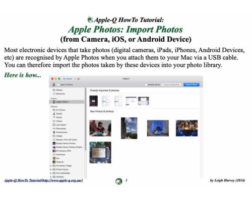 HowTo: Import Photos into Apple Photo (from Camera, iOS, or Android Device)(2017)