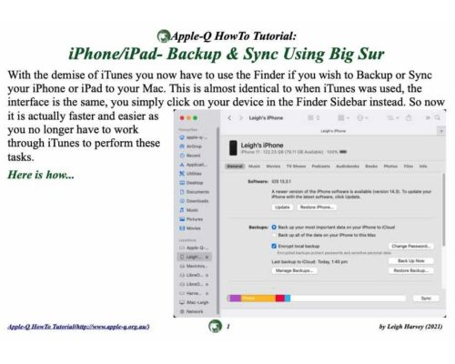 HowTo: iPhone/iPad- Backup & Sync Using Big Sur (2021)