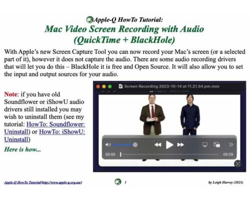 HowTo: Mac Video Screen Recording with Audio (QuickTime + BlackHole)(2023-10)