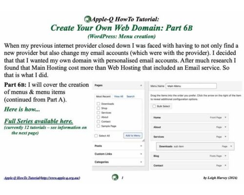 HowTo: Create Your Own Web Domain 6B (Create Menu Items)(2024-08)