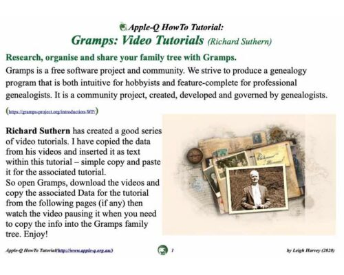 HowTo: Gramps: Video Tutorials (Richard Suthern)