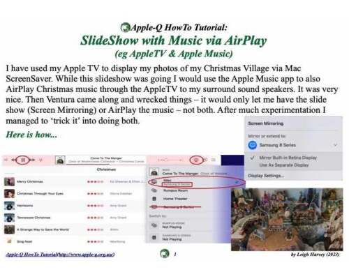 HowTo: SlideShow with Music via AirPlay (eg AppleTV & Apple Music)
