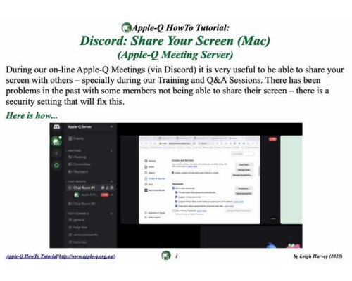 HowTo: Discord- Share Your Screen(Mac)(Apple-Q Meeting Server)