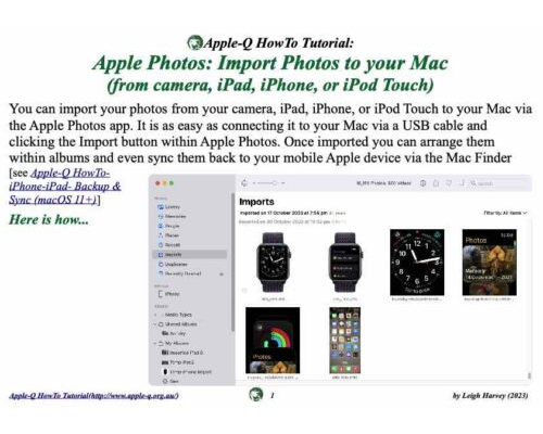 HowTo: Apple Photos: Import Photos to your Mac (from camera, iPad, iPhone, or iPod Touch)(2023-10)