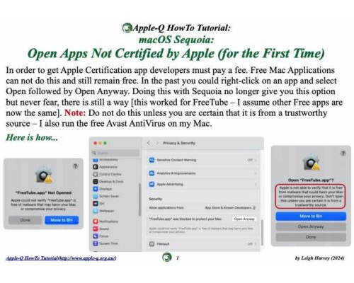 HowTo: macOS Sequoia: Open Apps Not Certified by Apple (for the First Time)