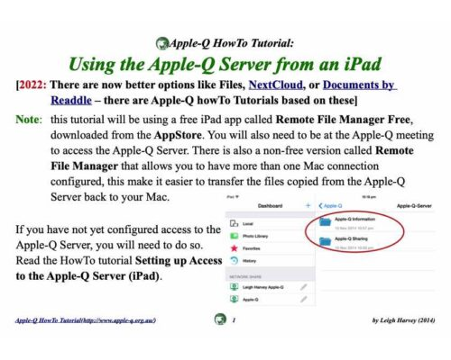 HowTo: Using the Apple-Q Server from an iPad (2014)