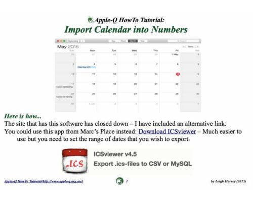 HowTo: Import Calendar into Numbers (2015-05)