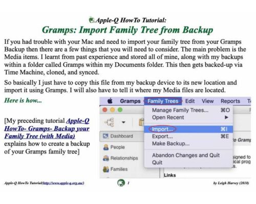 HowTo: Gramps: Import Family Tree from Backup