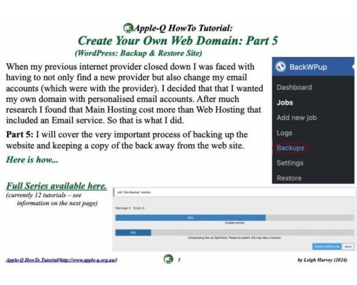 HowTo: Create Your Own Web Domain 5 (Backup & Restore Site)(2024-08)