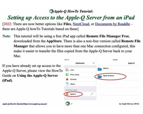 HowTo: Setting up Access to the Apple-Q Server from an iPad (2014)