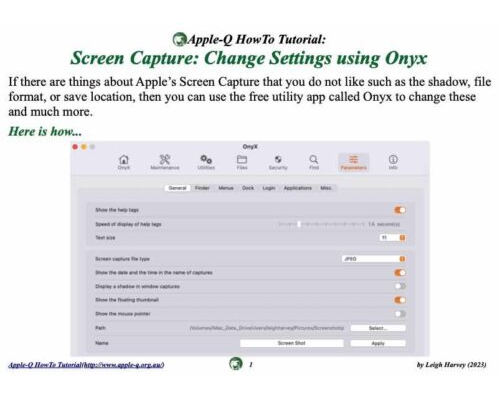 HowTo: Screen Capture: Change Settings using Onyx (2023-10)
