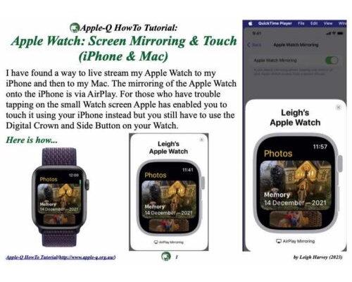 HowTo: Apple Watch: Screen Mirroring & Touch (iPhone & Mac)(2023-10)