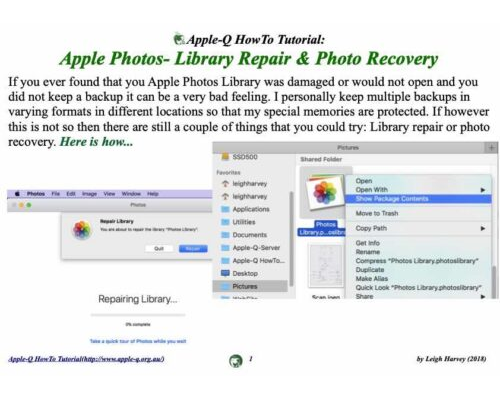 HowTo: Apple Photos- Library Repair & Photo Recovery (2018)