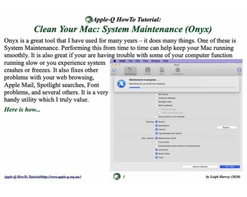 HowTo: Clean Your Mac: System Maintenance (Onyx)(2021)