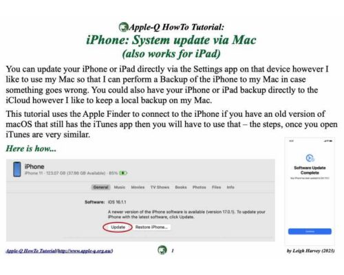 HowTo: iPhone: System update via Mac (also works for iPad)(2023-09)
