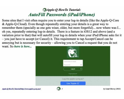 HowTo: AutoFill Passwords (iPad/iPhone)(2021)