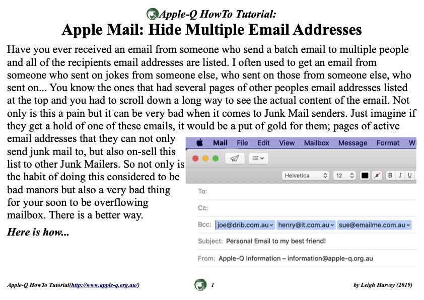 Apple-Q HowTo- Apple Mail- Hide Multiple Email Addresses 2019-05