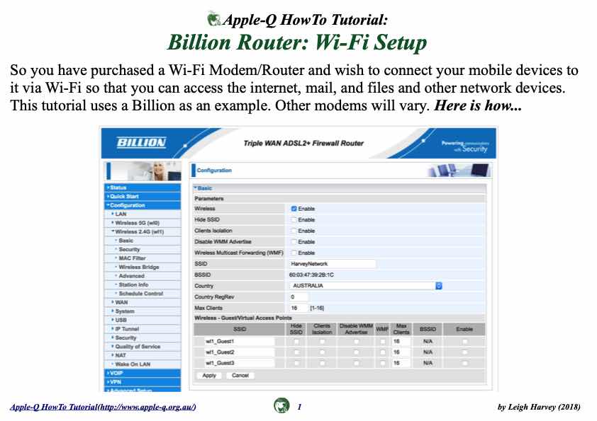 Apple-Q HowTo- Billion Router- Wi-Fi Setup (2018-01)