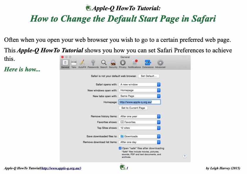 Apple-Q HowTo- Change the Default Start Page in Safari (2015-04)