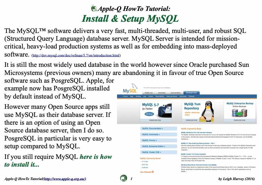 Apple-Q HowTo- MySQL Server Install & Setup (2016-07)
