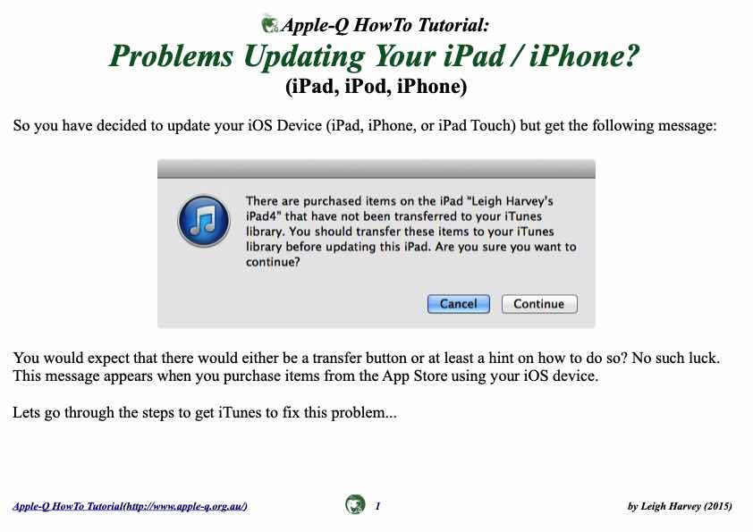 Apple-Q HowTo- Problems Updating Your iPad : iPhone? (2015-08)