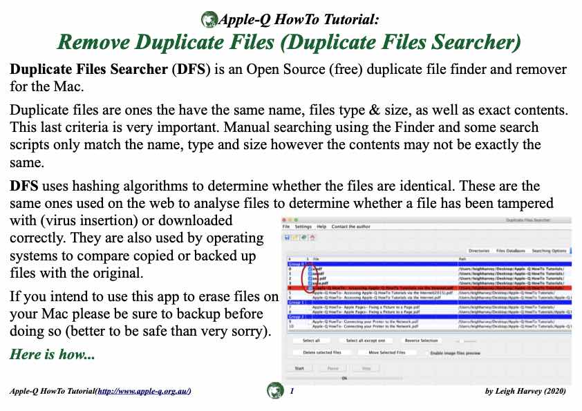 Apple-Q HowTo- Remove Duplicate Files (Duplicate Files Searcher)(2020-04)