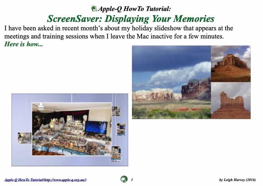 Apple-Q HowTo- ScreenSaver- Displaying Your Memories (2016-06)