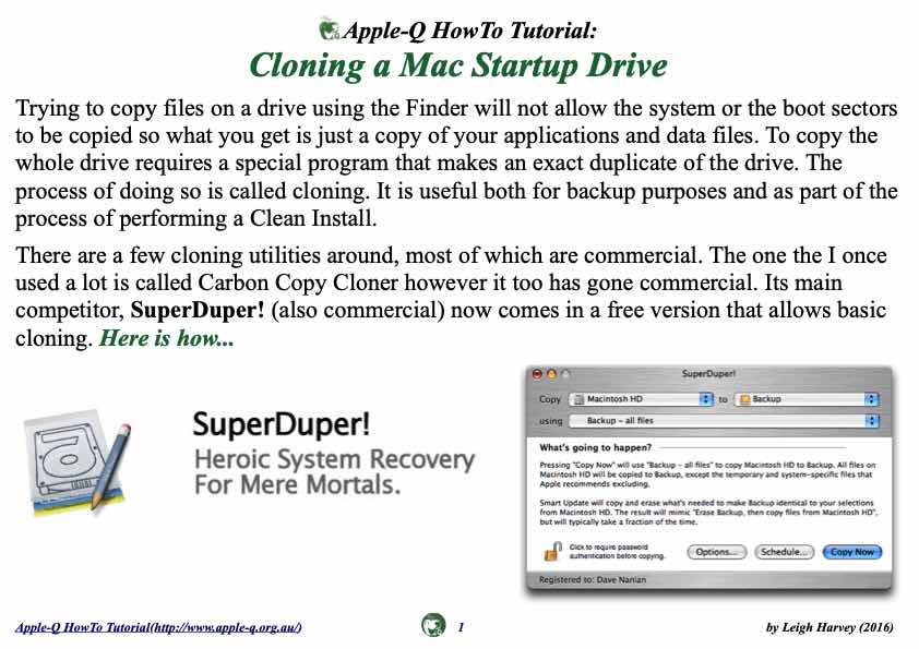 Apple-Q HowTo- SuperDuoer!- Cloning a Mac Startup Drive (2016-08)