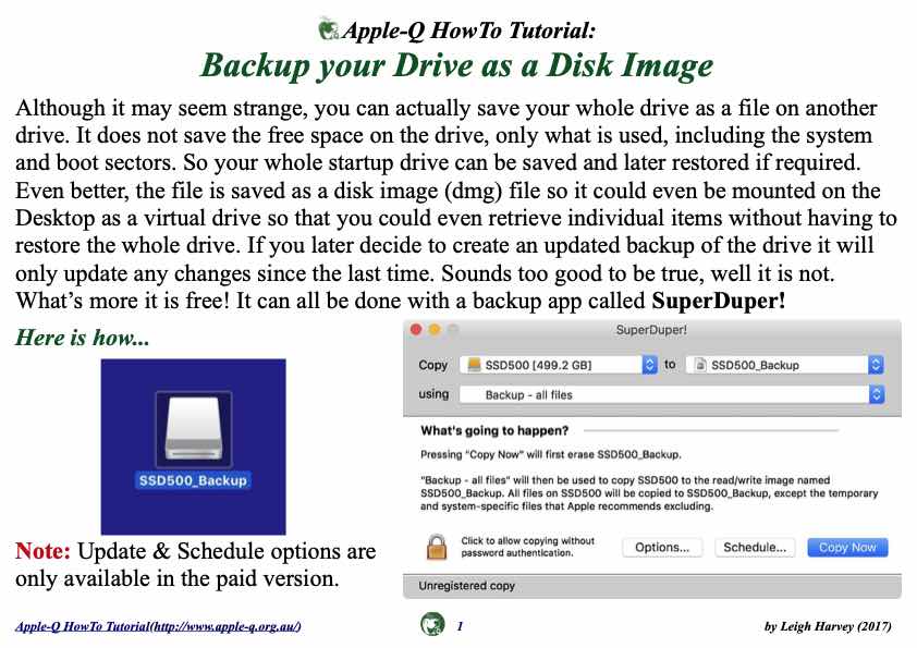 Apple-Q HowTo- SuperDuper!- Backup your Drive as a Disk Image (2017-08)