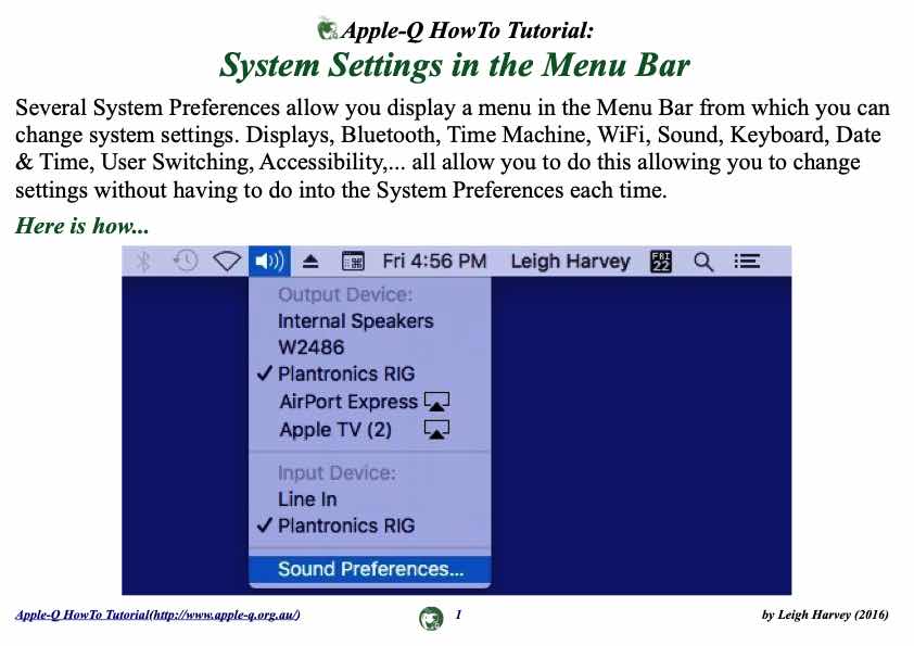 Apple-Q HowTo- System Settings in the Menu Bar (2016-04)