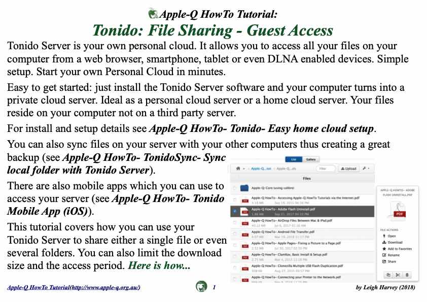 Apple-Q HowTo- Tonido- File Sharing via Guest Access (2018-04)