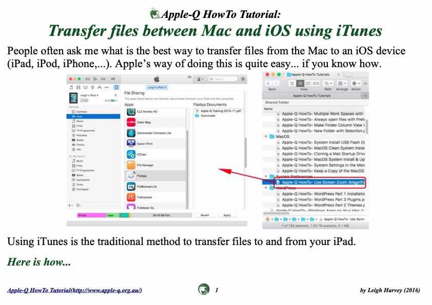 Apple-Q HowTo- Transfer files between Mac and iOS using iTunes (2016-09)