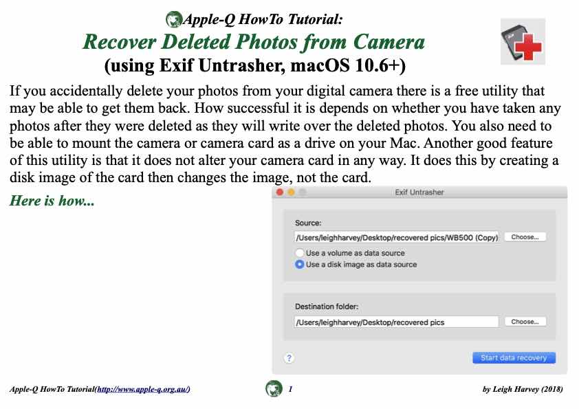 Apple-Q HowTo- Undelete Camera Photos (Exif UnTrasher)(2018-07)