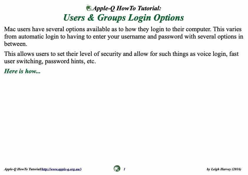 Apple-Q HowTo- Users & Groups Login Options(2016-12)