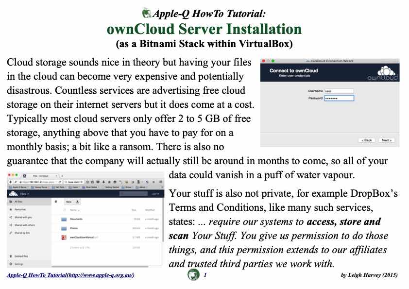 Apple-Q HowTo- ownCloud Installation using VirtualBox (2015-09)