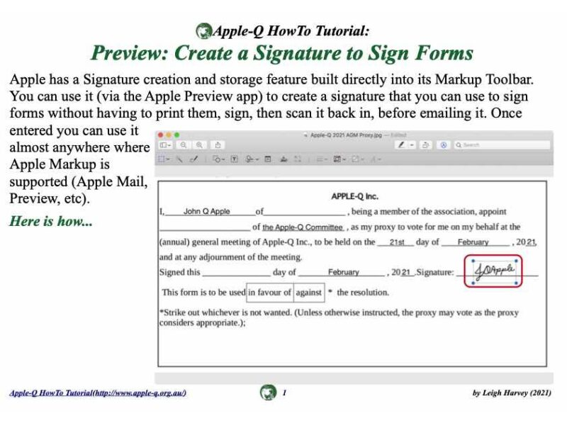 HowTo: Apple Preview: Create a Signature to Sign Forms (2021)