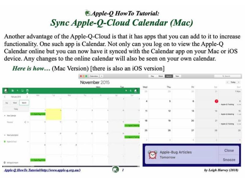 HowTo: Sync Apple-Q-Cloud Calendar (Mac)(2018)
