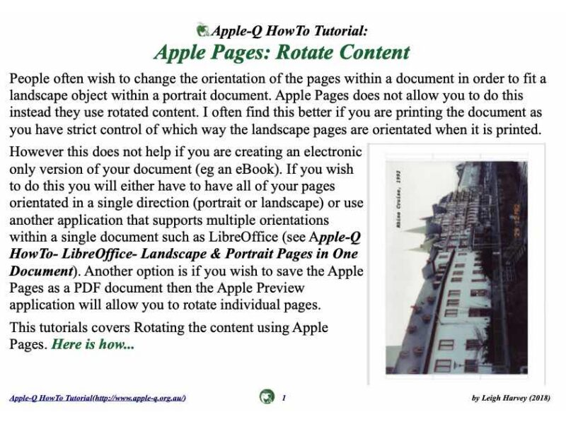 HowTo: Apple Pages: Rotate Content (2018)