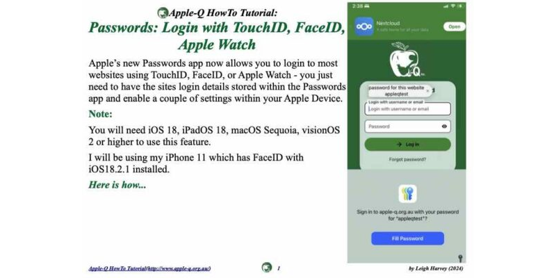 HowTo: Passwords: Login with TouchID, FaceID, Apple Watch