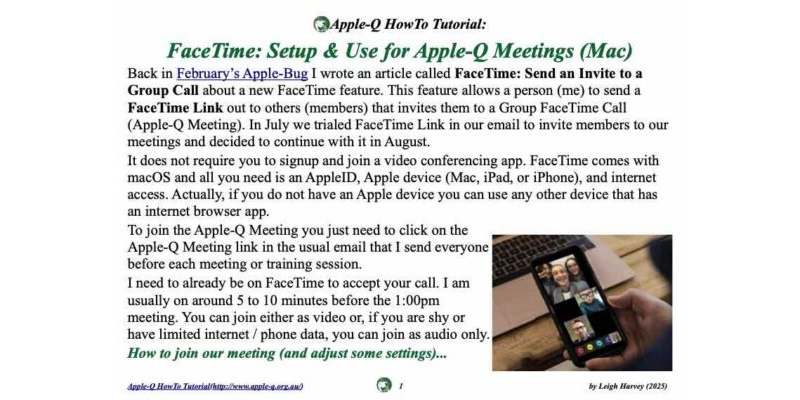 HowTo: FaceTime: Setup & Use for Apple-Q Meetings (Mac) (2025)